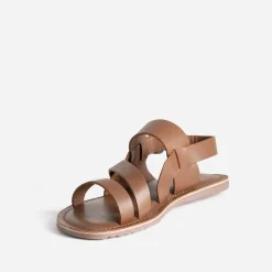 Eram Nu-Pieds/Sandales^Sandale marron cuir éco-conçu COGNAC