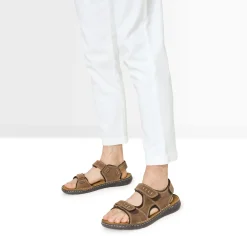 Eram Nu-Pieds/Sandales^Sandale marron en cuir éco-conçu CAMEL