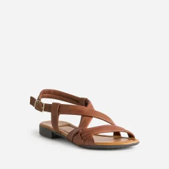 Eram Sandales^Sandale marron en cuir souple COGNAC