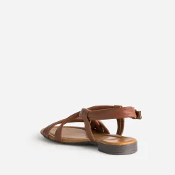 Eram Sandales^Sandale marron en cuir souple COGNAC