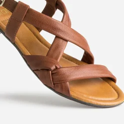 Eram Sandales^Sandale marron en cuir souple COGNAC