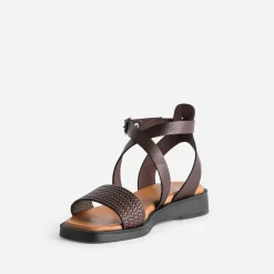 Eram Sandales^Sandale foncé cuir bride tressée éco-conçu MARRON