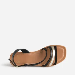 Eram Sandales^Sandale et doré cuir velours NOIR