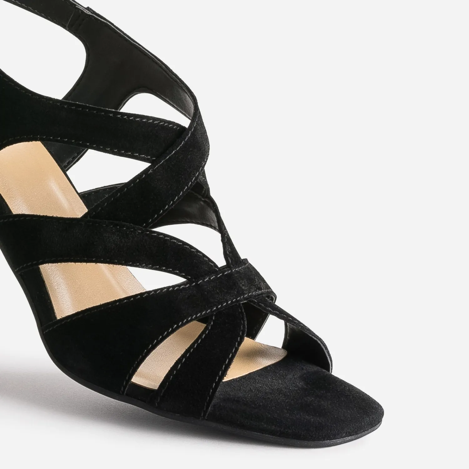 Eram Sandales^Sandale e cuir velours à talon NOIR