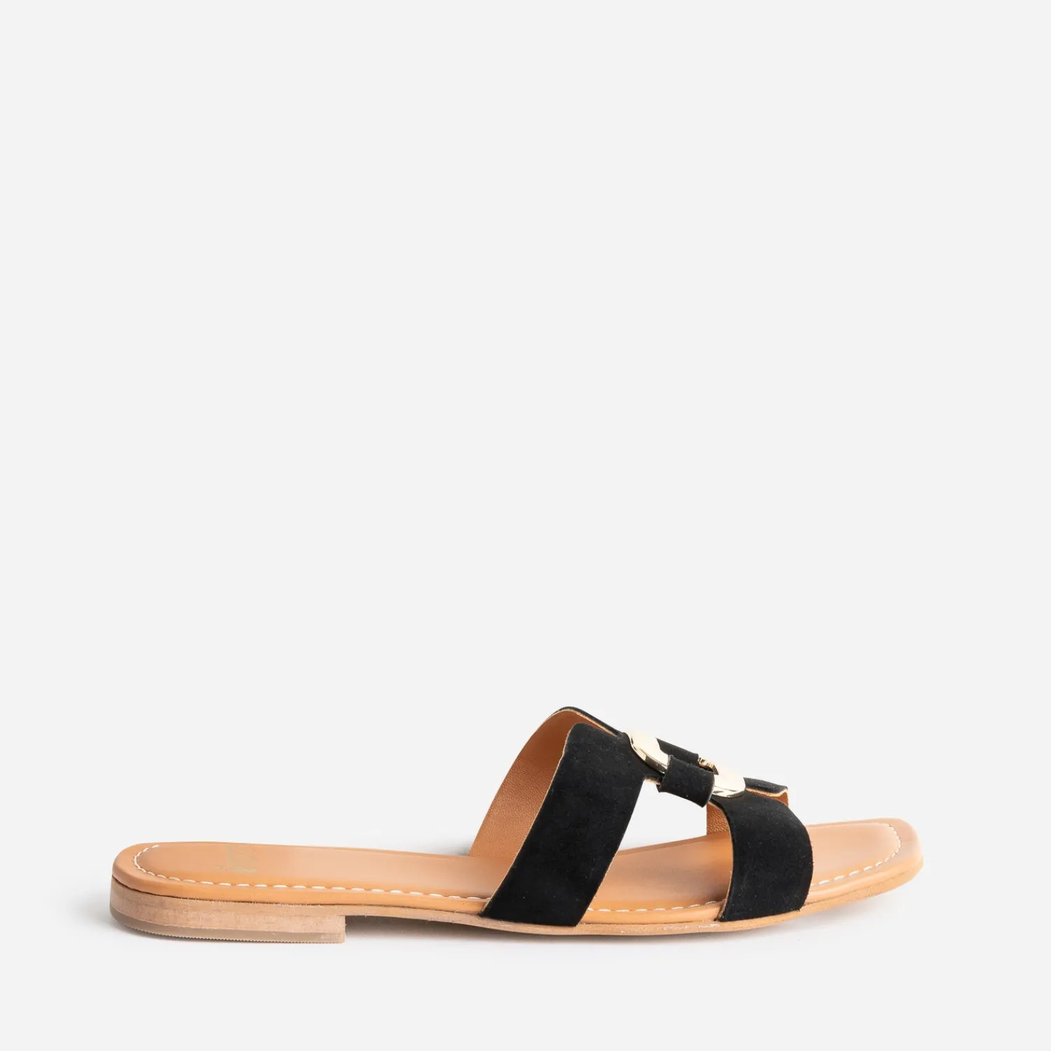 Eram Mules/Tongs|Sandales^Sandale e cuir velours et anneau NOIR