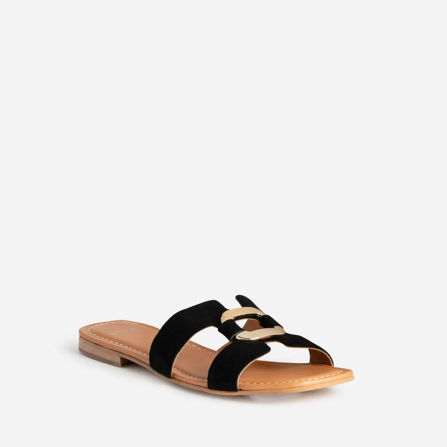 Eram Mules/Tongs|Sandales^Sandale e cuir velours et anneau NOIR