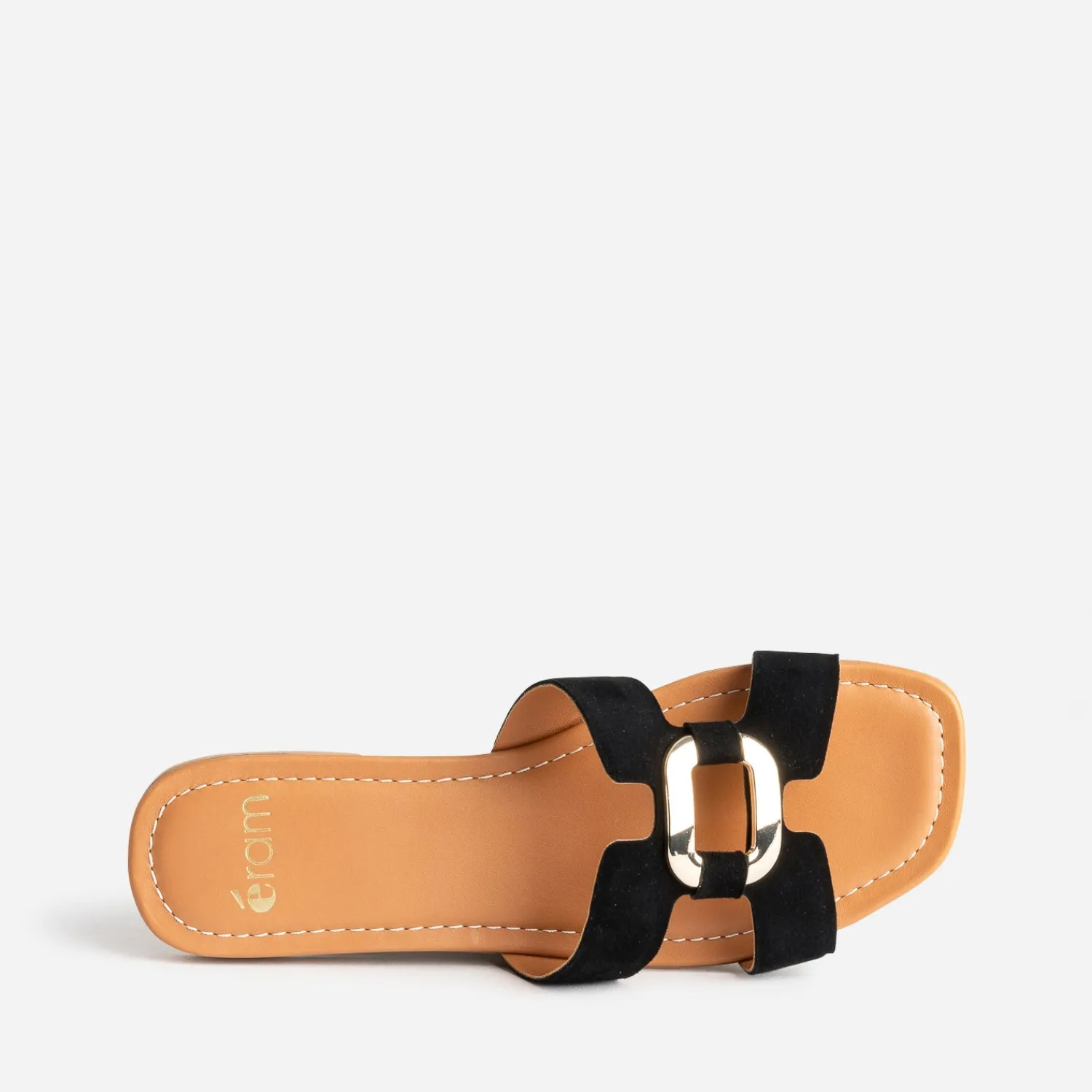 Eram Mules/Tongs|Sandales^Sandale e cuir velours et anneau NOIR