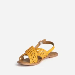 Eram Sandales^Sandale ocre cuir tressé JAUNE