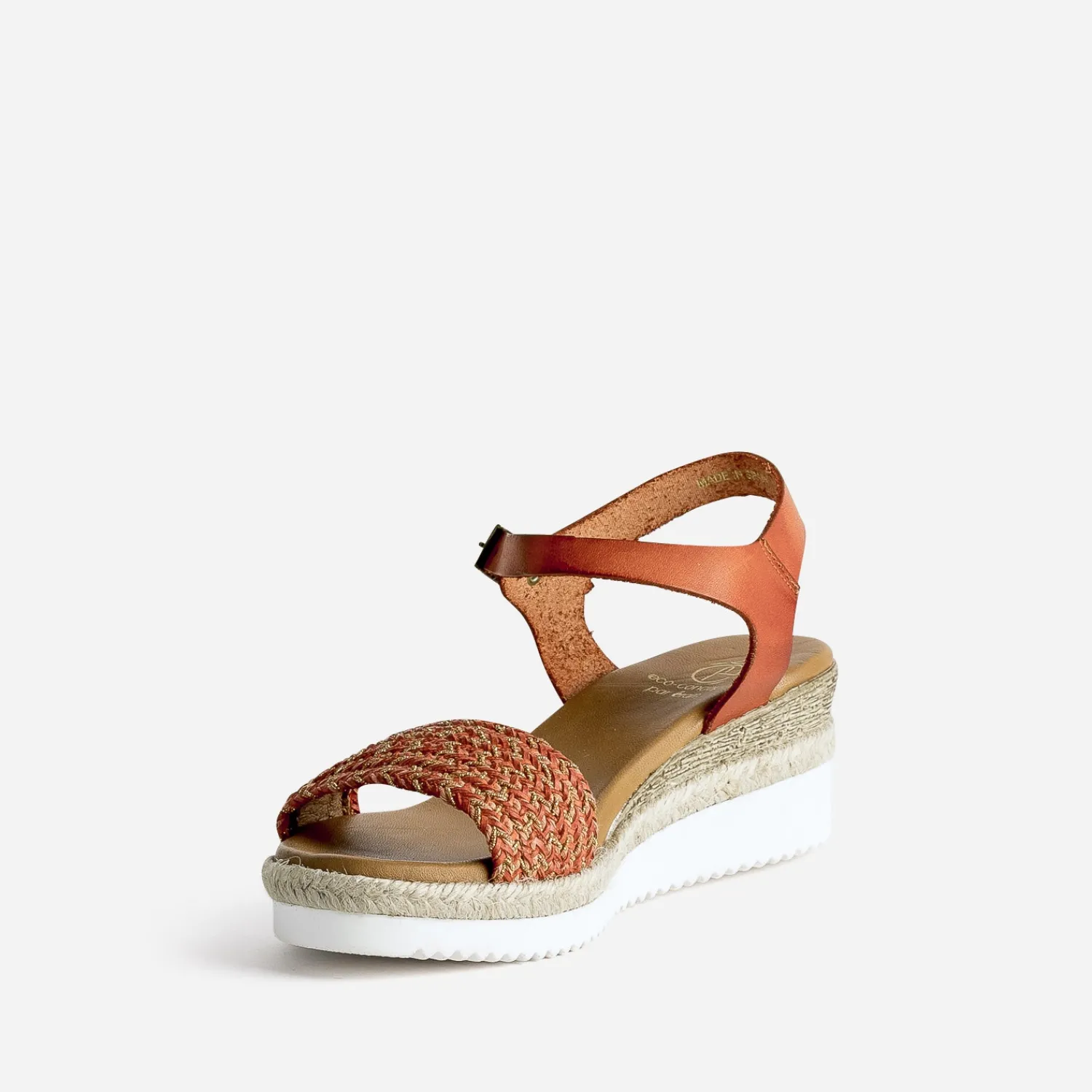Eram Espadrilles|Sandales^Sandale éco-conçue en cuir avec bride tressée ORANGE