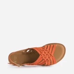 Eram Sandales^Sandale en cuir velours tressé ORANGE