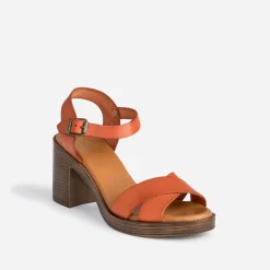 Eram Sandales^Sandale foncé éco-conçue en cuir ORANGE
