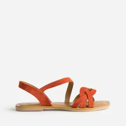 Eram Sandales^Sandale foncé en cuir velours ORANGE