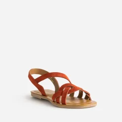 Eram Sandales^Sandale foncé en cuir velours ORANGE