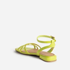Texto Sandales^Sandale plate lime verni VERT