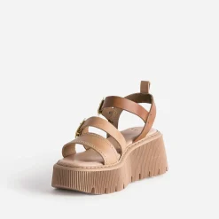 Texto Sandales^Sandale plateforme en cuir CAMEL