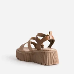 Texto Sandales^Sandale plateforme en cuir CAMEL