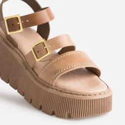 Texto Sandales^Sandale plateforme en cuir CAMEL