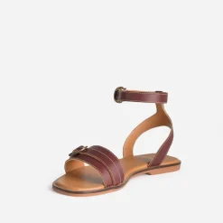 Eram Sandales^Sandale prune cuir deux brides ROUGE