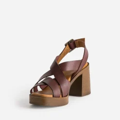 Eram Sandales^Sandale prune en cuir éco-conçu MARRON