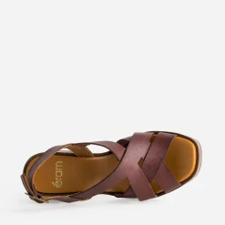 Eram Sandales^Sandale prune en cuir éco-conçu MARRON
