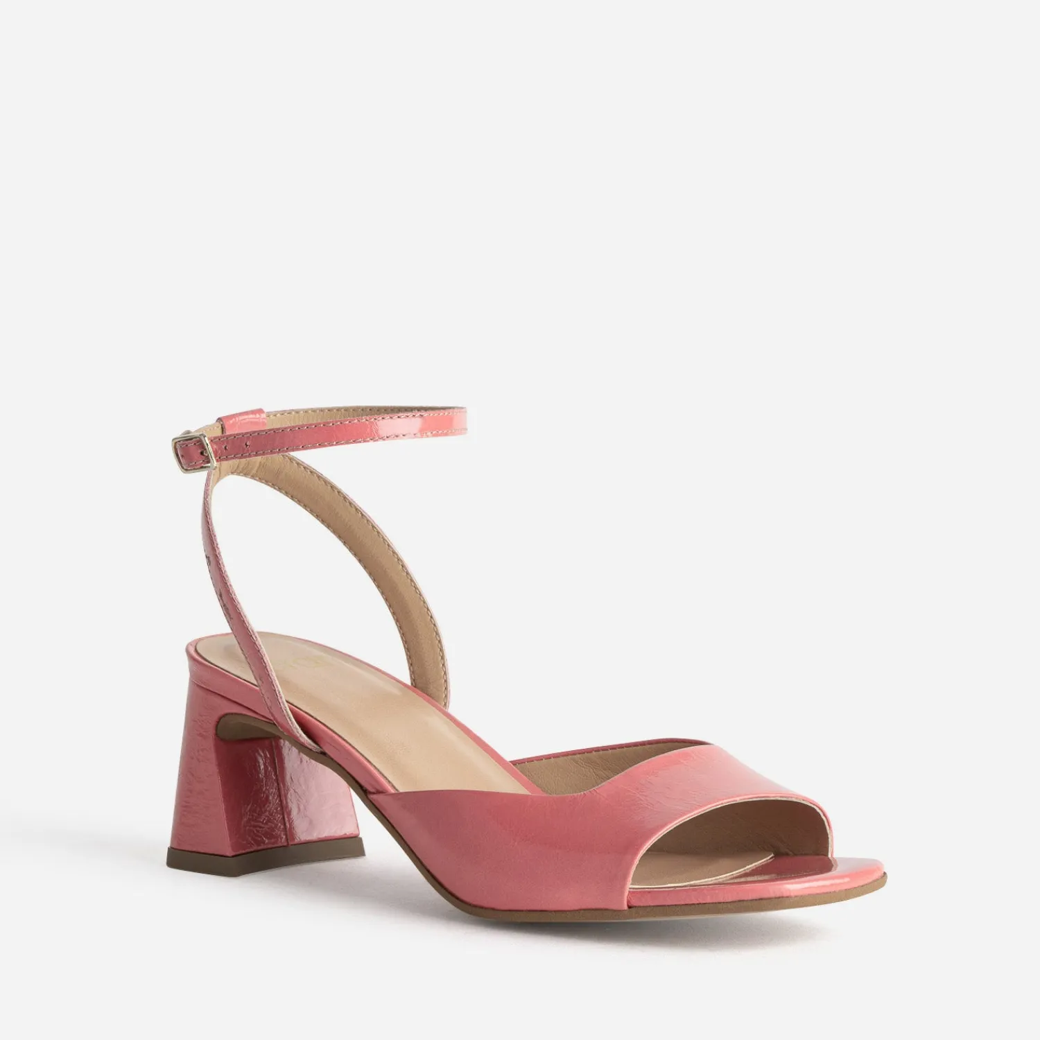 Eram Sandales^Sandale cuir verni décolleté carré ROSE