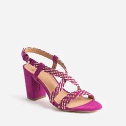 Eram Sandales^Sandale rose et or tressée à talon MULTICOLORE