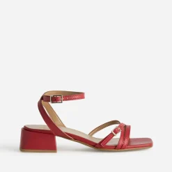 Eram Sandales^Sandale cuir à talon graphique ROUGE