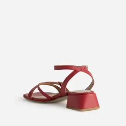 Eram Sandales^Sandale cuir à talon graphique ROUGE