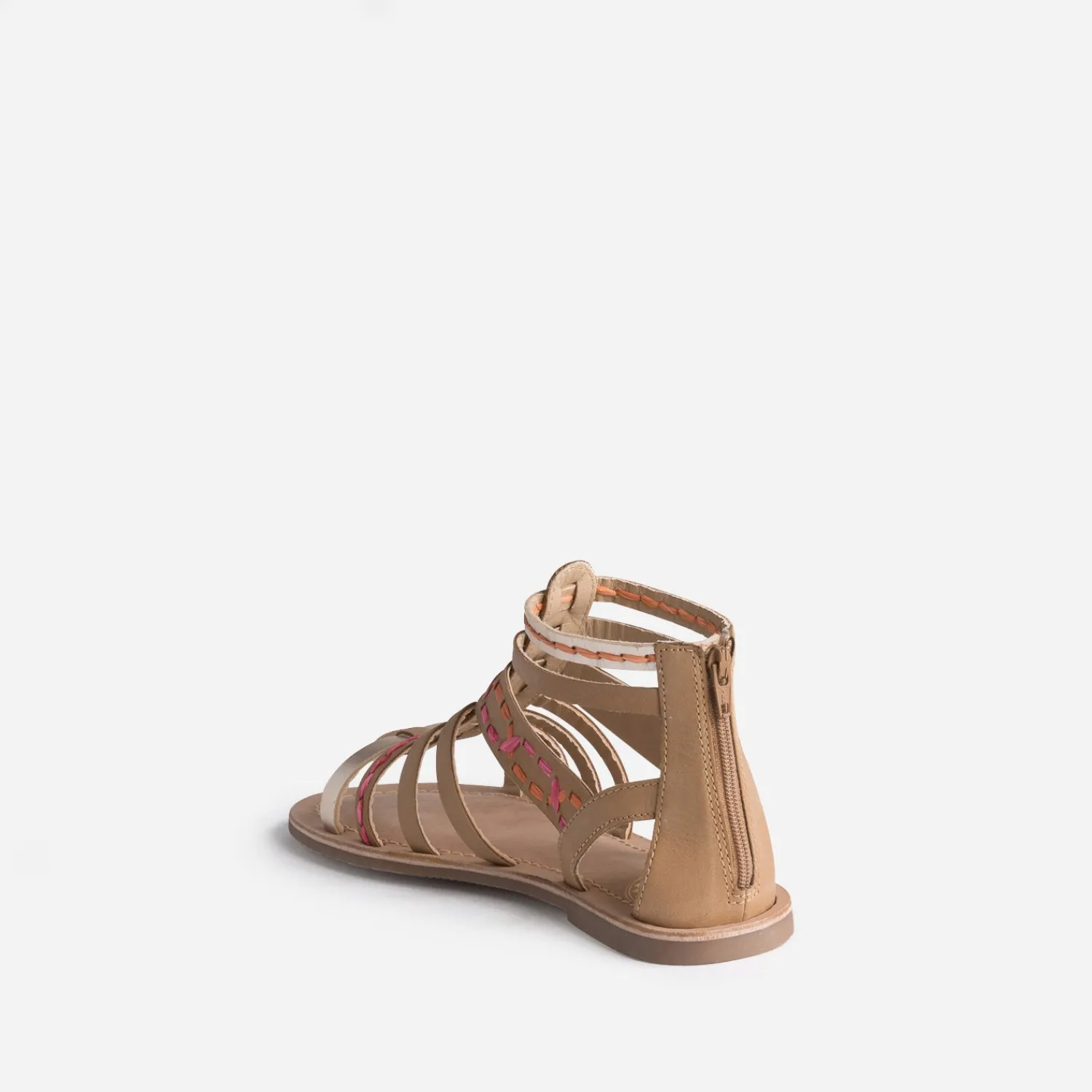 Buggy Sandales^Sandale spartiate beige broderies raphia CAMEL