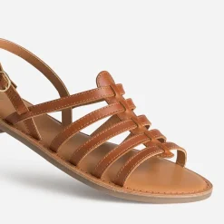Eram Sandales^Sandale spartiate cuir COGNAC