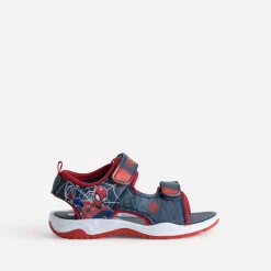 703 Sandales^Sandale SPIDER-MAN marine et rouge à scratchs BLEU