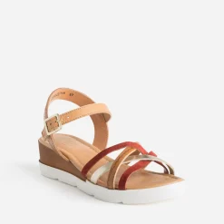 Tbs Sandales^Sandale en cuir à brides rouille et dorée COGNAC