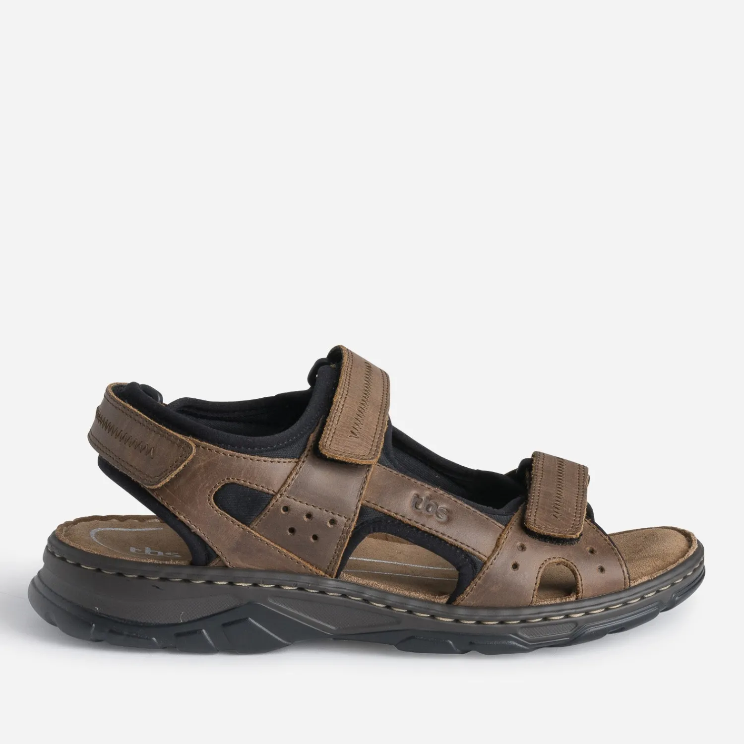 Tbs Nu-Pieds/Sandales^Sandale en cuir à scratchs MARRON