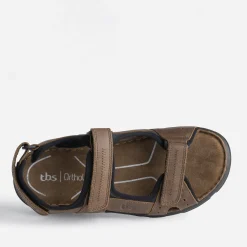 Tbs Nu-Pieds/Sandales^Sandale en cuir à scratchs MARRON