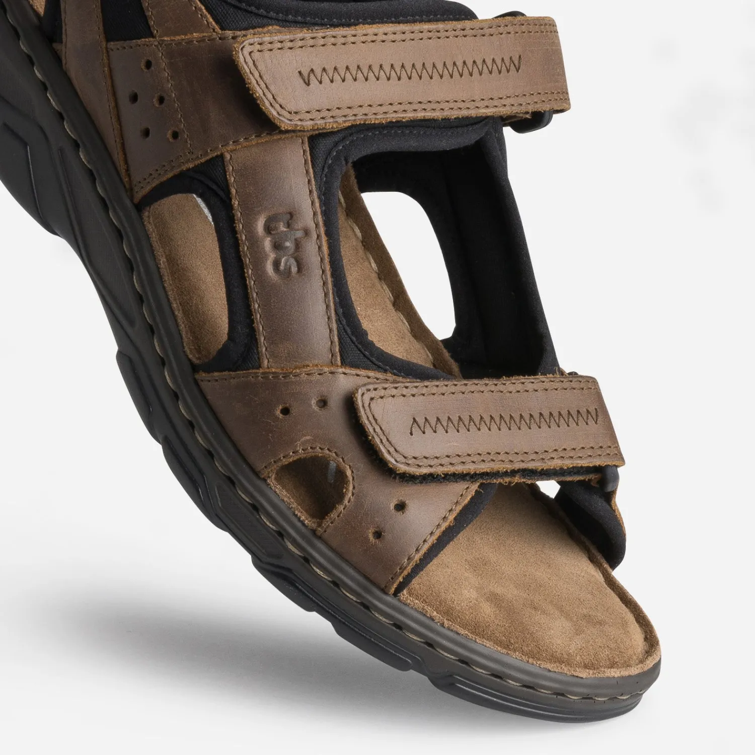 Tbs Nu-Pieds/Sandales^Sandale en cuir à scratchs MARRON