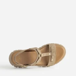 Texto Sandales^Sandale cuir velours semelle crantée BEIGE