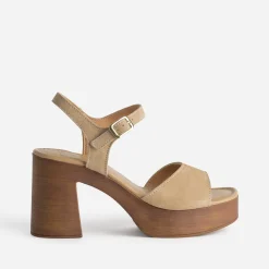 Texto Sandales^Sandale cuir velours plateforme BEIGE