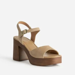 Texto Sandales^Sandale cuir velours plateforme BEIGE