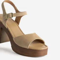 Texto Sandales^Sandale cuir velours plateforme BEIGE