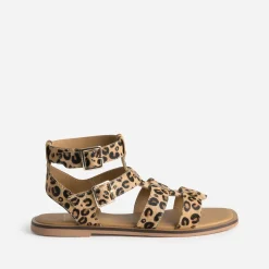 Texto Sandales^Sandale beige motif léopard cuir éco-conçu IMPRIME