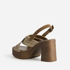 Texto Sandales^Sandale tressée plateforme effet bois BEIGE