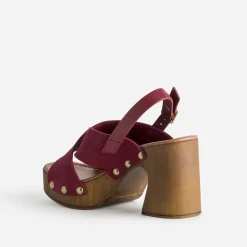 Texto Sandales^Sandale bordeaux cuir velours ROUGE