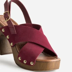 Texto Sandales^Sandale bordeaux cuir velours ROUGE