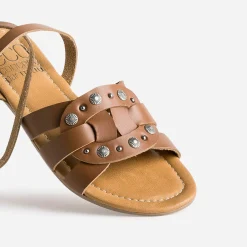 Texto Sandales^Sandale éco-conçue en cuir CAMEL