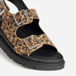 Texto Sandales^Sandale camel cuir velours motif léopard IMPRIME