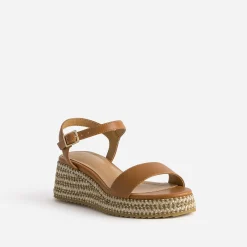 Texto Sandales^Sandale compensée camel COGNAC