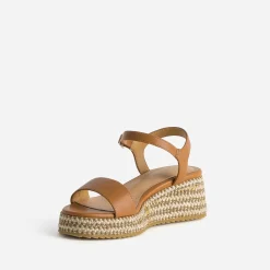 Texto Sandales^Sandale compensée camel COGNAC