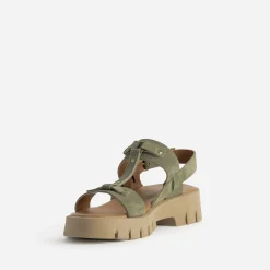 Texto Sandales^Sandale cuir velours semelle crantée KAKI