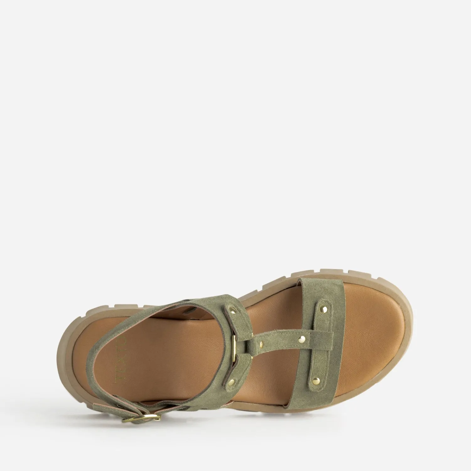 Texto Sandales^Sandale cuir velours semelle crantée KAKI