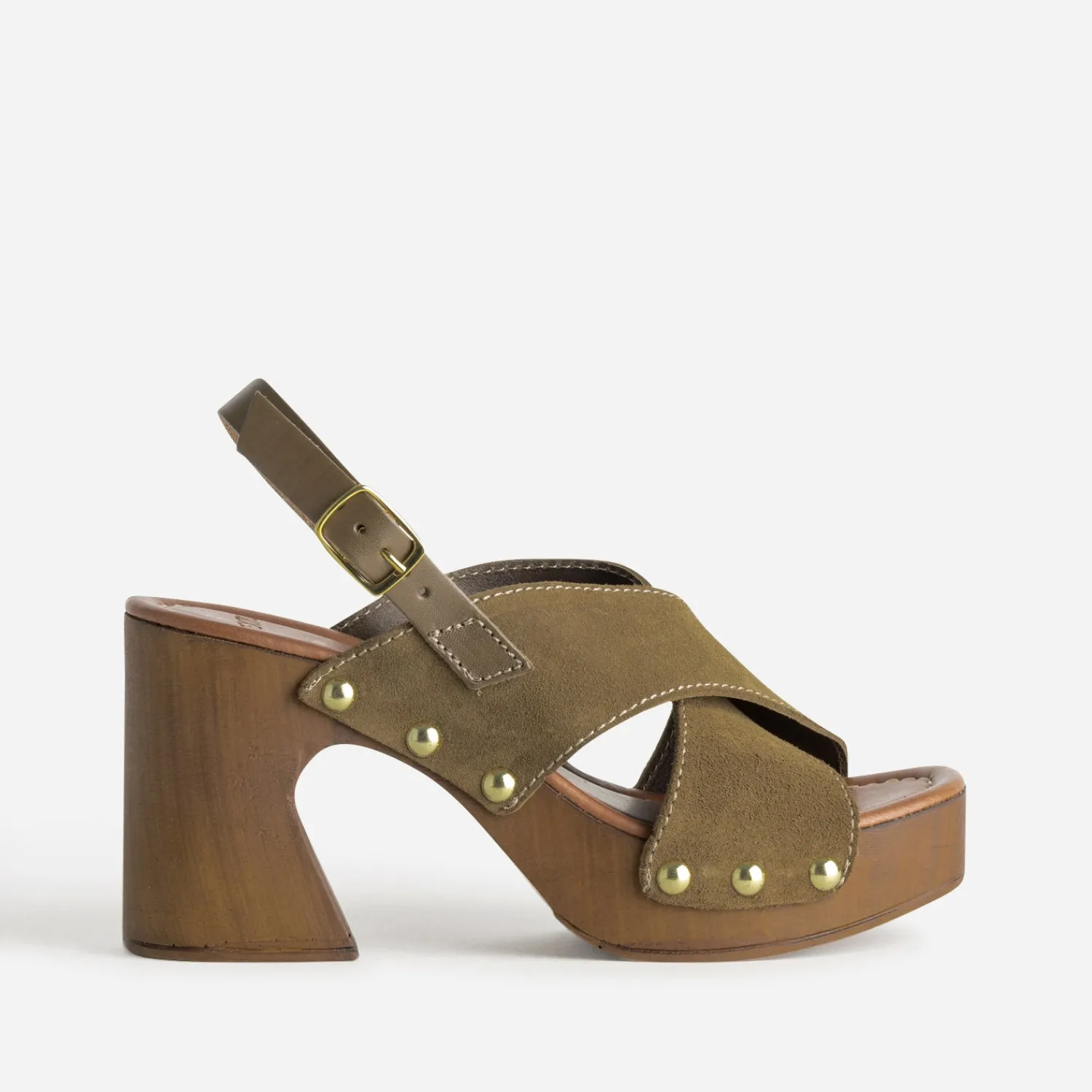 Texto Sandales^Sandale cuir velours KAKI